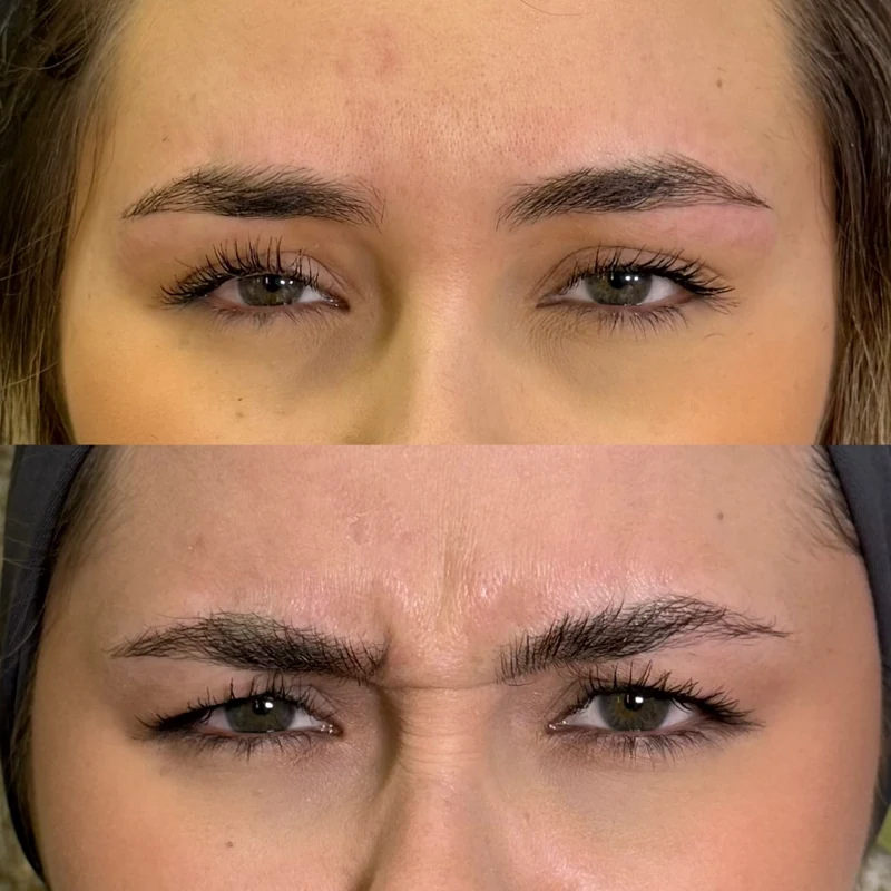 Registro real de antes e depois dos cuidados com cílios e sobrancelhas